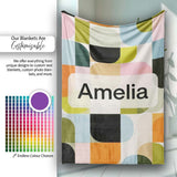 Bold Pink and Green Geometric Floral Pattern Seamless Design Lovely  Personalised Custom Name Super Soft Fleece Blanket Bed Sofa Throw