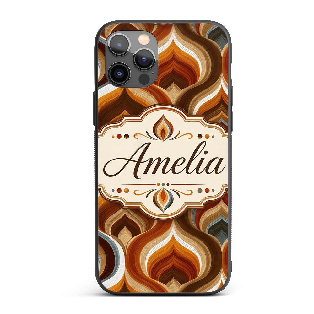 Modern Abstract Rounded Square Pattern in Soft Custom Name Protective Phone Case Mobile Cover Durable Everyday Smartphone Shock Resistant