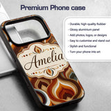 Modern Abstract Rounded Square Pattern in Soft Custom Name Protective Phone Case Mobile Cover Durable Everyday Smartphone Shock Resistant