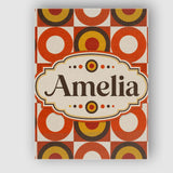 Personalised Name Bold Orange Yellow Circle Custom  Bespoke Interior Contemporary Canvas Wall Art Print Decor Picture Ready to Hang