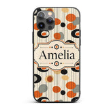 Abstract Black Orange Mid Century Atomic Shapes Custom Name Protective Phone Case Mobile Cover Durable Everyday Smartphone Shock Resistant