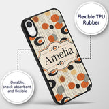 Abstract Black Orange Mid Century Atomic Shapes Custom Name Protective Phone Case Mobile Cover Durable Everyday Smartphone Shock Resistant
