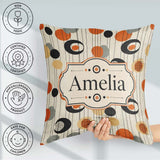 Custom Name Abstract Black Orange Century Atomic Shapes Seamless Square Filled Cushion Throw Pillow Sofa Bed Home Decor Zip Washable UK Made