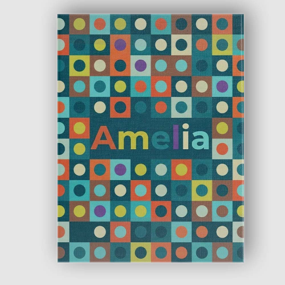 Personalised Name Multicolor Dot Grid Bold Custom  Unique Gift Idea Elegant Feature Canvas Wall Art Print Decor Picture Ready to Hang