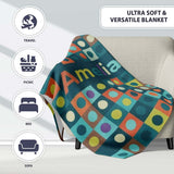 Multicolor Dot Grid Bold Seamless Pattern Thoughtful Gift Idea  Personalised Custom Name Super Soft Fleece Blanket Bed Sofa Throw