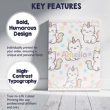 Personalised Name Cute Rainbow Unicorn Cat Cartoon Animal Pattern Custom  Bespoke Canvas Wall Art Print Decor Picture Ready to Hang