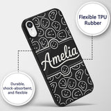 Abstract Black White Doodle Faces Printed Design Custom Name Protective Phone Case Mobile Cover Durable Everyday Smartphone Shock Resistant