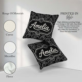 Custom Name Abstract Black White Doodle Faces Seamless Pattern Square Filled Cushion Throw Pillow Sofa Bed Home Decor Zip Washable UK Made