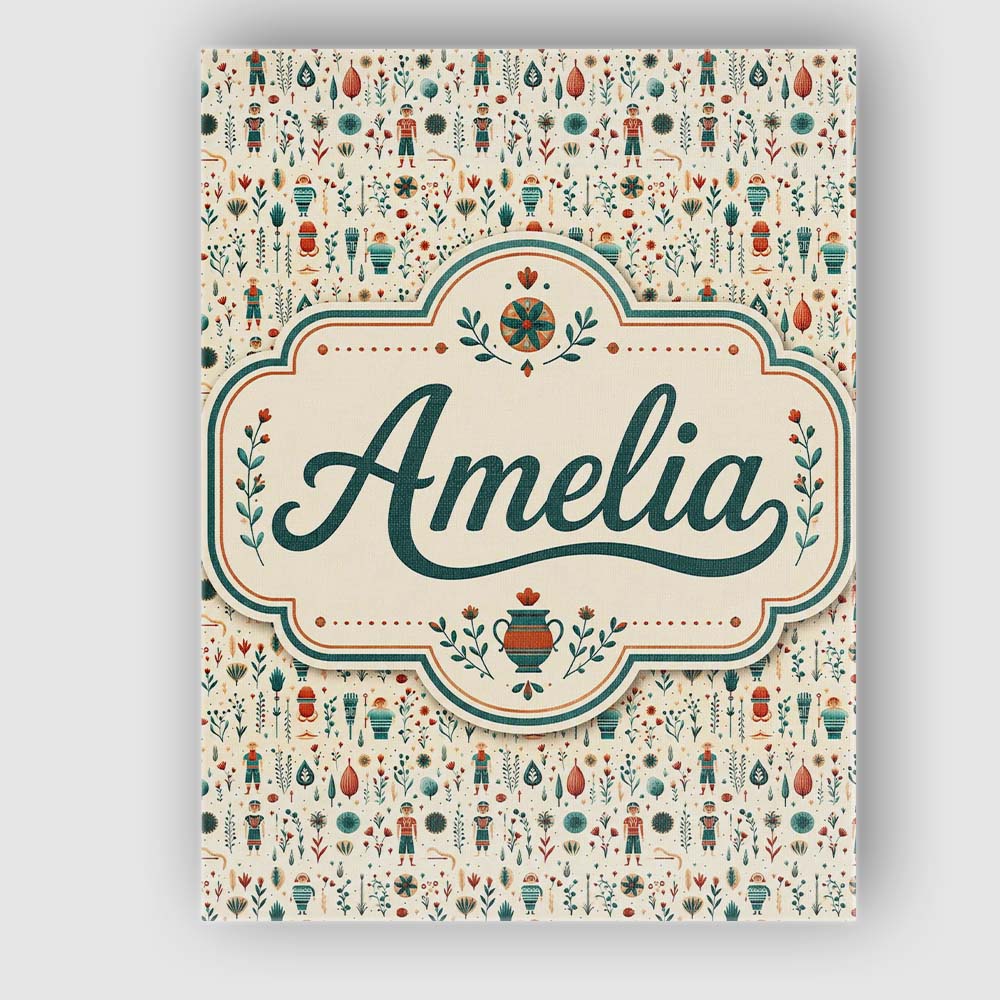 Personalised Name Scandinavian Folk Custom  Stylish Home Interior Elegant Feature Canvas Wall Art Print Decor Picture Ready to Hang