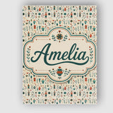 Personalised Name Scandinavian Folk Custom  Stylish Home Interior Elegant Feature Canvas Wall Art Print Decor Picture Ready to Hang