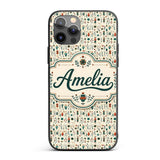 Scandinavian Folk Art Floral and Printed Design Custom Name Protective Phone Case Mobile Cover Durable Everyday Smartphone Shock Resistant