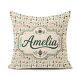 Custom Name Scandinavian Folk Art and Character Seamless Pattern Square Filled Cushion Throw Pillow Sofa Bed Home Decor Zip Washable UK Made