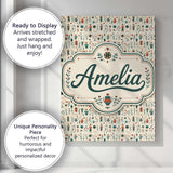 Personalised Name Scandinavian Folk Custom  Stylish Home Interior Elegant Feature Canvas Wall Art Print Decor Picture Ready to Hang
