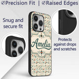 Scandinavian Folk Art Floral and Printed Design Custom Name Protective Phone Case Mobile Cover Durable Everyday Smartphone Shock Resistant
