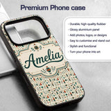 Scandinavian Folk Art Floral and Printed Design Custom Name Protective Phone Case Mobile Cover Durable Everyday Smartphone Shock Resistant