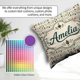 Custom Name Scandinavian Folk Art and Character Seamless Pattern Square Filled Cushion Throw Pillow Sofa Bed Home Decor Zip Washable UK Made
