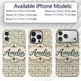 Scandinavian Folk Art Floral and Printed Design Custom Name Protective Phone Case Mobile Cover Durable Everyday Smartphone Shock Resistant