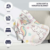 Cute Rainbow Unicorn Cat Cartoon Animal Pattern Perfect Gift for Her  Personalised Custom Name Super Soft Fleece Blanket Bed Sofa Throw