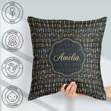 Custom Name Gold Botanical Folk Figures on Dark Seamless Pattern Square Filled Cushion Throw Pillow Sofa Bed Home Decor Zip Washable UK Made