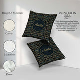 Custom Name Gold Botanical Folk Figures on Dark Seamless Pattern Square Filled Cushion Throw Pillow Sofa Bed Home Decor Zip Washable UK Made