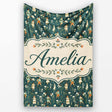 Vintage Children Floral Meadow Seamless Pattern Classic Storybook  Personalised Custom Name Super Soft Fleece Blanket Bed Sofa Throw