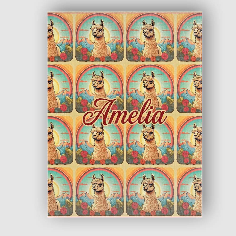 Personalised Name Alpaca Rainbow Floral Landscape Pattern Artistic Custom  Unique Canvas Wall Art Print Decor Picture Ready to Hang