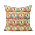 Custom Name Alpaca Rainbow Floral Pattern Artistic Animal Design Square Filled Cushion Throw Pillow Sofa Bed Home Decor Zip Washable UK Made