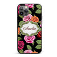 Realistic Rose Flower Seamless Pattern Red Pink Custom Name Protective Phone Case Mobile Cover Durable Everyday Smartphone Shock Resistant