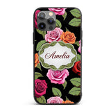 Realistic Rose Flower Seamless Pattern Red Pink Custom Name Protective Phone Case Mobile Cover Durable Everyday Smartphone Shock Resistant