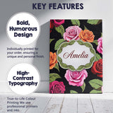 Personalised Name Realistic Rose Flower Custom  Modern Room Accent Elegant Feature Canvas Wall Art Print Decor Picture Ready to Hang
