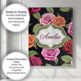 Personalised Name Realistic Rose Flower Custom  Modern Room Accent Elegant Feature Canvas Wall Art Print Decor Picture Ready to Hang