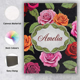 Personalised Name Realistic Rose Flower Custom  Modern Room Accent Elegant Feature Canvas Wall Art Print Decor Picture Ready to Hang