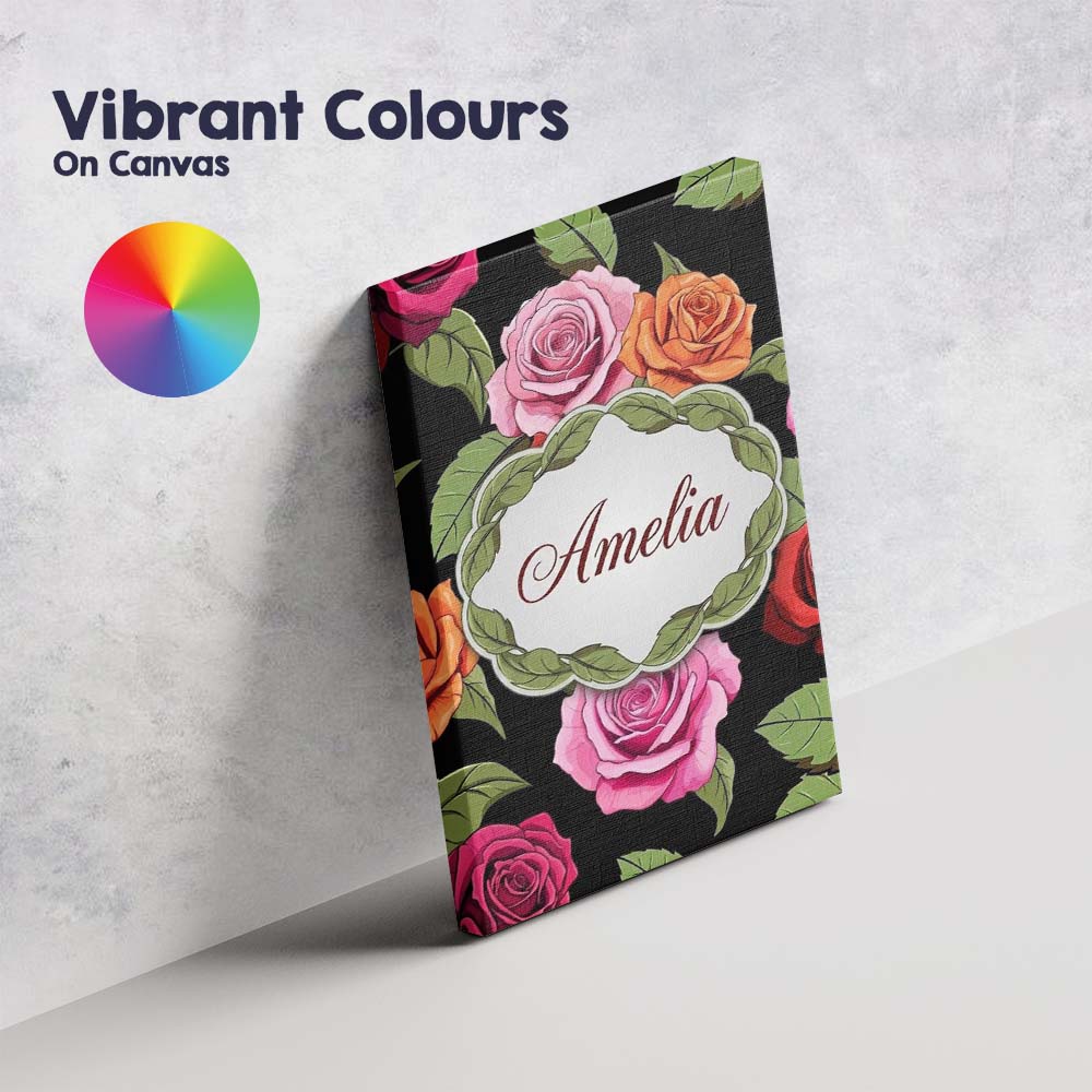 Personalised Name Realistic Rose Flower Custom  Modern Room Accent Elegant Feature Canvas Wall Art Print Decor Picture Ready to Hang