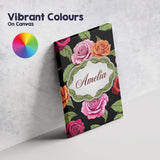 Personalised Name Realistic Rose Flower Custom  Modern Room Accent Elegant Feature Canvas Wall Art Print Decor Picture Ready to Hang