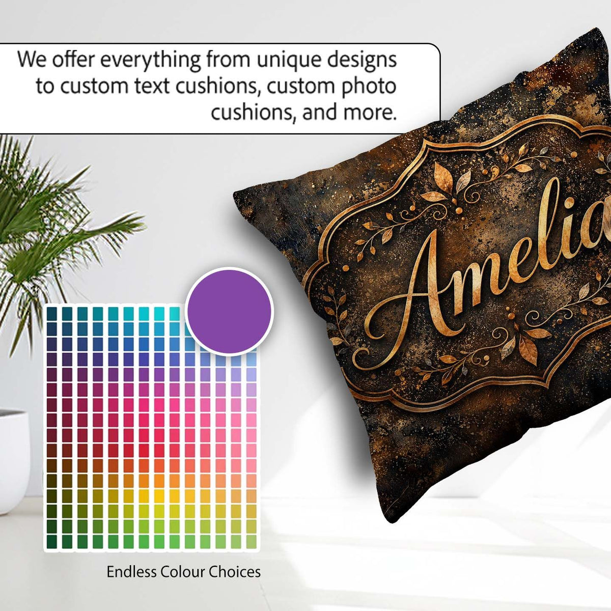 Custom Name Abstract Texture Grunge Metallic Seamless Industrial Square Filled Cushion Throw Pillow Sofa Bed Home Decor Zip Washable UK Made