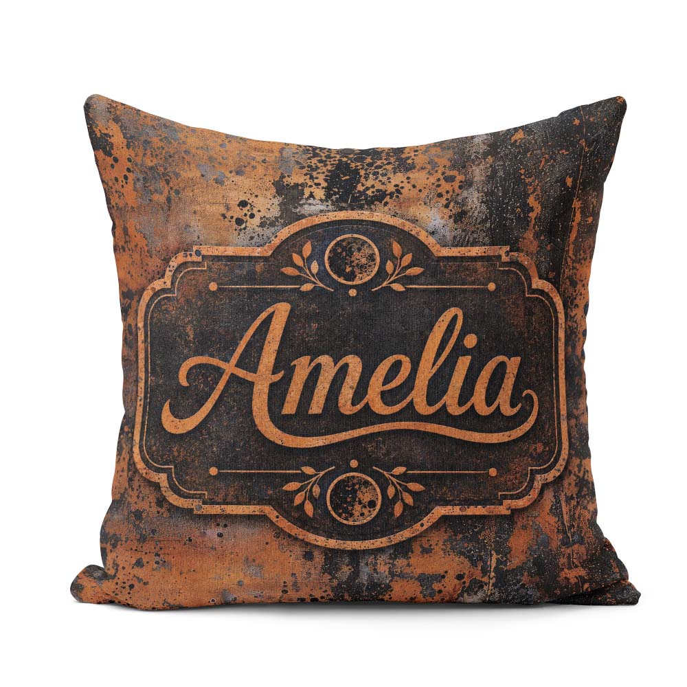 Custom Name Abstract Rust Paint Splatter Grunge Seamless Pattern Square Filled Cushion Throw Pillow Sofa Bed Home Decor Zip Washable UK Made