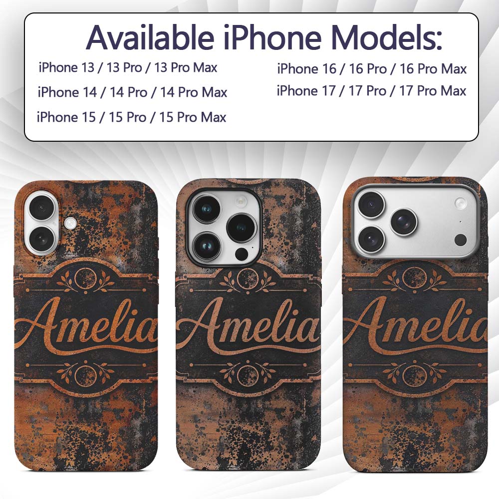 Abstract Rust and Paint Splatter Grunge Seamless Custom Name Protective Phone Case Mobile Cover Durable Everyday Smartphone Shock Resistant