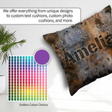 Custom Name Weathered Metal Rust Texture Seamless Pattern Grunge Square Filled Cushion Throw Pillow Sofa Bed Home Decor Zip Washable UK Made