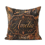 Custom Name Dark Grunge Rust Texture Splatter Pattern Industrial Square Filled Cushion Throw Pillow Sofa Bed Home Decor Zip Washable UK Made