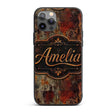 Abstract Dark Rust Paint Splash Seamless Pattern Custom Name Protective Phone Case Mobile Cover Durable Everyday Smartphone Shock Resistant