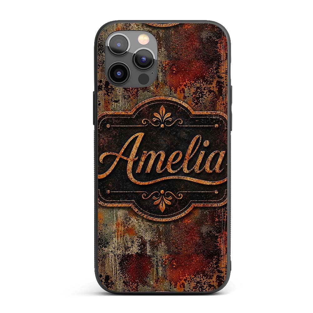 Abstract Dark Rust Paint Splash Seamless Pattern Custom Name Protective Phone Case Mobile Cover Durable Everyday Smartphone Shock Resistant
