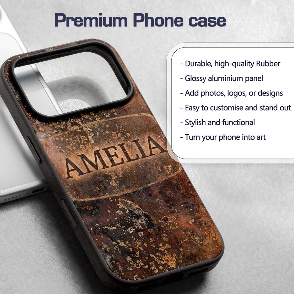 Urban Grunge Rust Texture Seamless Printed Design Custom Name Protective Phone Case Mobile Cover Durable Everyday Smartphone Shock Resistant