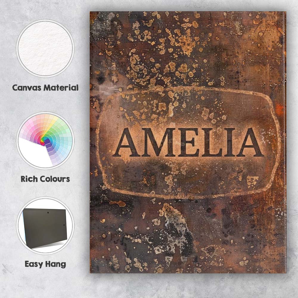 Personalised Name Urban Grunge Rust Texture Custom  Bespoke Interior Contemporary Canvas Wall Art Print Decor Picture Ready to Hang