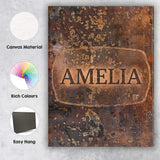 Personalised Name Urban Grunge Rust Texture Custom  Bespoke Interior Contemporary Canvas Wall Art Print Decor Picture Ready to Hang