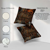 Custom Name Burnt Metal Rust Texture Seamless Pattern Dark Style Square Filled Cushion Throw Pillow Sofa Bed Home Decor Zip Washable UK Made