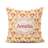 Custom Name Anime Girl Orange Watercolour Pattern Kawaii Design Square Filled Cushion Throw Pillow Sofa Bed Home Decor Zip Washable UK Made