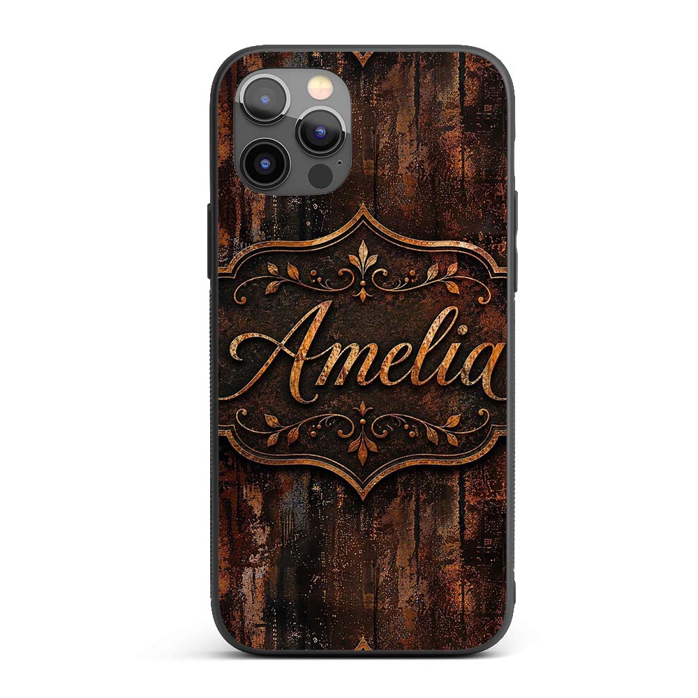 Dark Industrial Rust Texture Seamless Pattern Custom Name Protective Phone Case Mobile Cover Durable Everyday Smartphone Shock Resistant