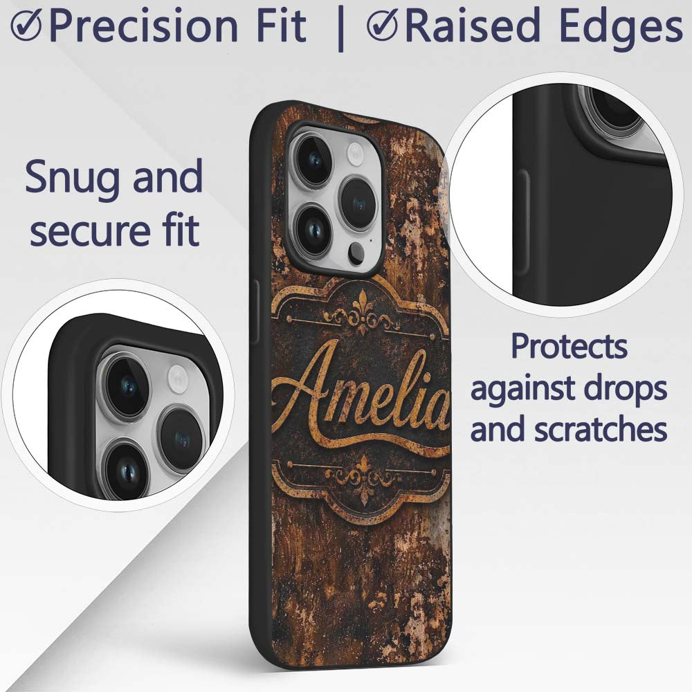 Abstract Rust Splash Texture Seamless Pattern Custom Name Protective Phone Case Mobile Cover Durable Everyday Smartphone Shock Resistant