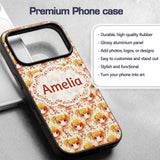 Cute Anime Girl Orange Watercolour Pattern Kawaii Custom Name Protective Phone Case Mobile Cover Durable Everyday Smartphone Shock Resistant