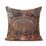 Custom Name Corroded Metal Rust Texture Seamless Pattern Grunge Square Filled Cushion Throw Pillow Sofa Bed Home Decor Zip Washable UK Made